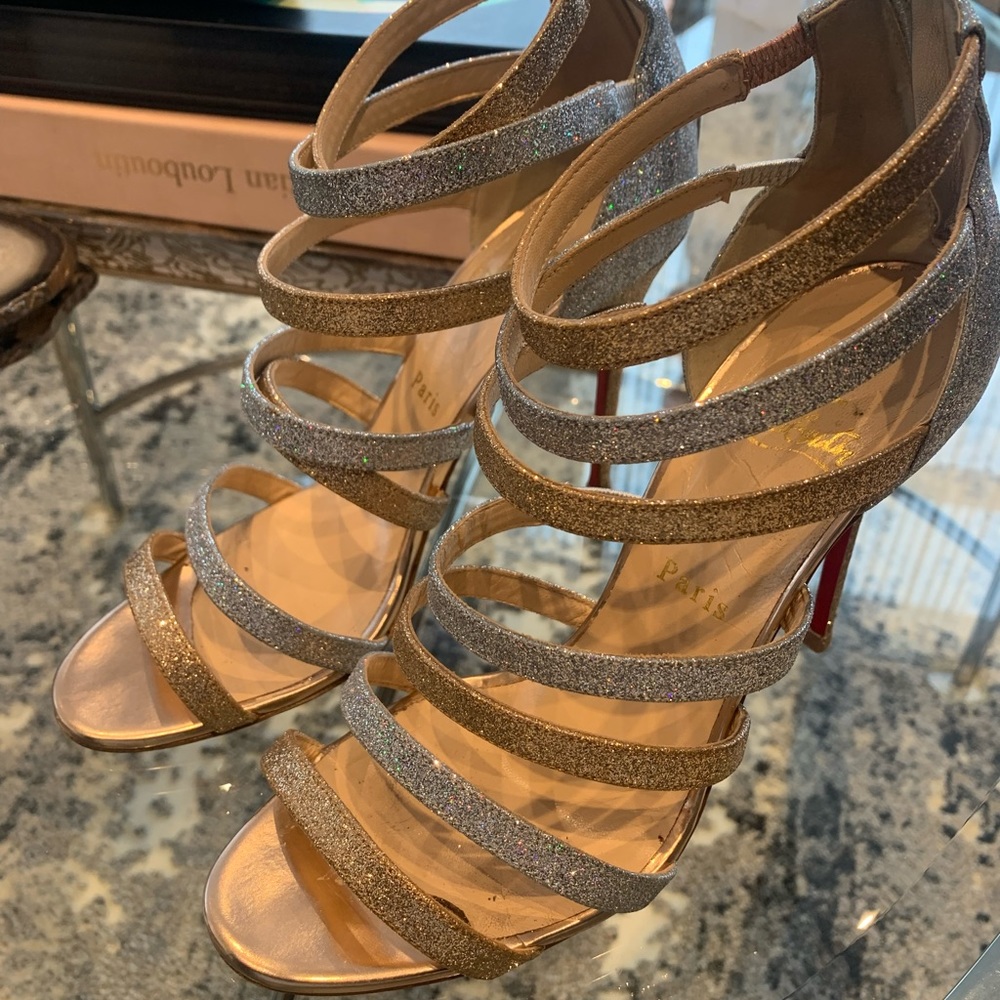 CHRISTIAN LOUBOUTIN Mariniere Glitter  Caged Bootie